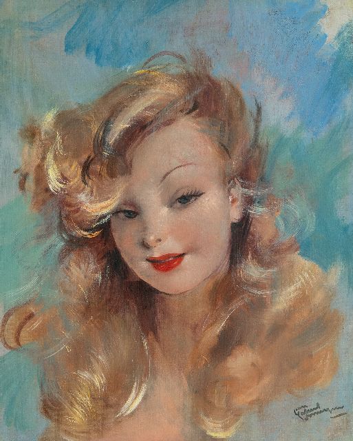 Jean-Gabriel Domergue | Porträt von Mademoiselle Marisa, Öl auf Leinwand, 41,0 x 33,0 cm, Unterzeichnet u.r.