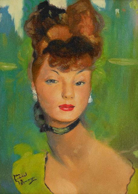 Jean-Gabriel Domergue | Junge Frau in Grün gekleidet, Öl auf Leinwand, 33,5 x 24,0 cm, Unterzeichnet l.u.