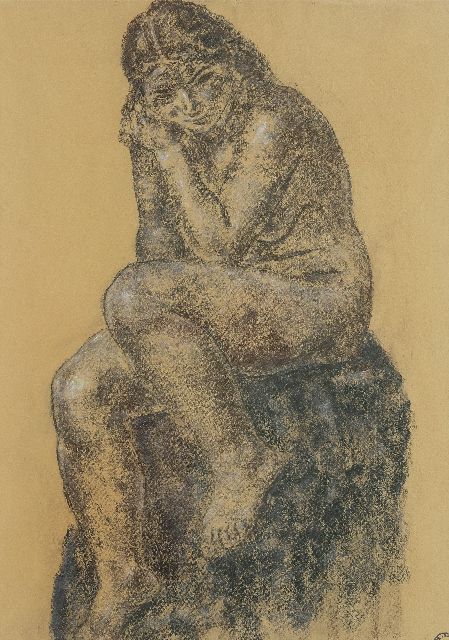 Leo Gestel | Nackt sitzen, Pastell auf Papier, 64,0 x 45,5 cm, zu datieren um 1930