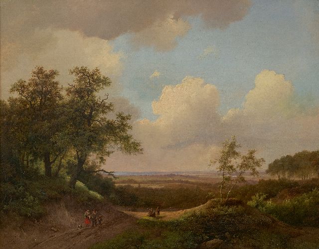 Marinus Adrianus Koekkoek I | Panoramalandschaft mit Landleute, Öl auf Leinwand, 51,0 x 65,0 cm, Unterzeichnet l.u. und datiert 1850