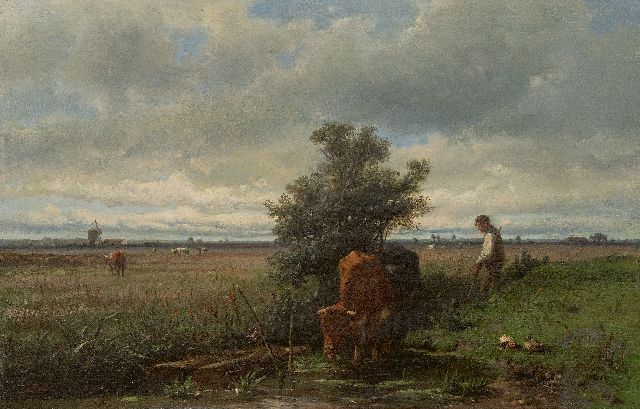 Anton Mauve | Trinkende Kühe, Öl auf Leinwand, 41,5 x 63,5 cm, Unterzeichnet l.u. und zu datieren um 1870