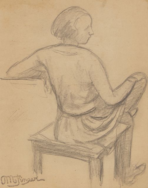 Metzinger J.D.A.  | Etude de femme assise; im verso: Reiterin, Bleistift auf Papier 15,5 x 11,0 cm, Unterzeichnet l.u. und im Verso mit Künstlerstempel