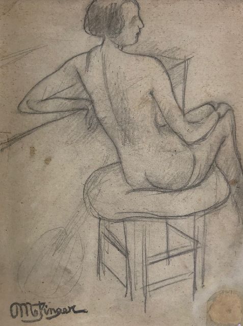 Jean Metzinger | Etude d'une femme nue assise; im Verso: Gitarrist, Bleistift auf Papier, 15,5 x 11,0 cm, Unterzeichnet l.u. und im Verso mit Künstlerstempel