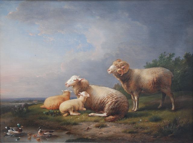 Frans van Severdonck | Schafe, Widder und Lämmer in einer Landschaft, Öl auf Leinwand, 51,0 x 66,5 cm, Unterzeichnet u.r.