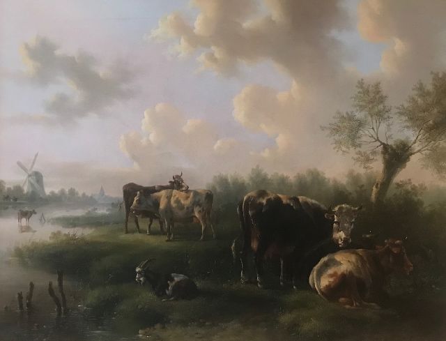 Albertus Verhoesen | Ruhendes Vieh an einem fluss, Öl auf Leinwand, 62,2 x 80,0 cm, Unterzeichnet u.M. und datiert 1849