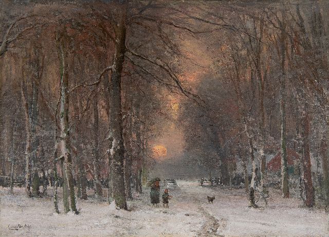 Louis Apol | Winterlandschaft mit Holzsammlern, Öl auf Leinwand, 50,6 x 71,0 cm, Unterzeichnet u.l.