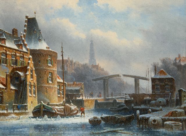 Eduard Alexander Hilverdink | Amsterdamer Kanal im Winter, Öl auf Tafel, 23,2 x 31,5 cm, Unterzeichnet u.l. und datiert '69