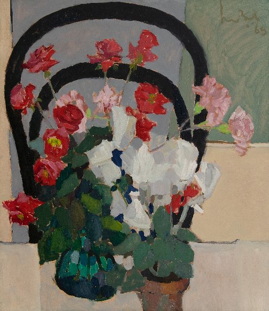 Kees Bol | Rosen und cyclamen, Öl auf Holzfaser, 63,0 x 55,0 cm, Unterzeichnet o.r. und datiert '69