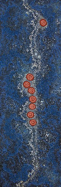 Nungurrayi G.P.  | Milky Way Dreaming, Acryl auf Leinwand 116,2 x 39,3 cm, Unterzeichnet im Verso und zu datieren 1988