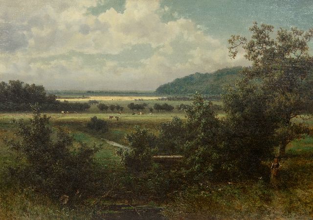 Johannes Josephus Destrée | Die Blaue Kamer am Rhein entlang bei dem Grebbeberg, Öl auf Leinwand, 70,2 x 100,0 cm, Unterzeichnet u.r. und datiert 1865