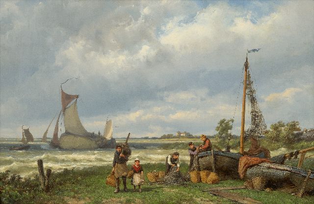 Jan H.B. Koekkoek | Beim Zuiderzee, Öl auf Leinwand, 42,8 x 67,2 cm, Unterzeichnet im Verso und datiert im Verso 1881