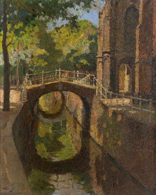 Ben Viegers | Sommerstadtbild in Delft, Öl auf Leinwand, 50,2 x 40,3 cm, Unterzeichnet u.l.