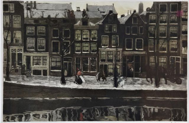 George Hendrik Breitner | Ein Kanal im Schnee in Amsterdam, Aquatinta, 39,8 x 61,0 cm, Unterzeichnet u.r.