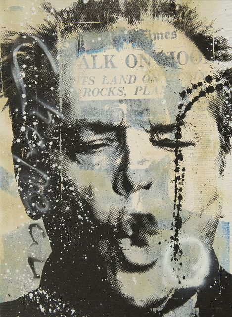 Chapeau R.  | Jack Nicholson, Gemischte Technik auf Leinwand 74,9 x 55,2 cm, Unterzeichnet l.m.