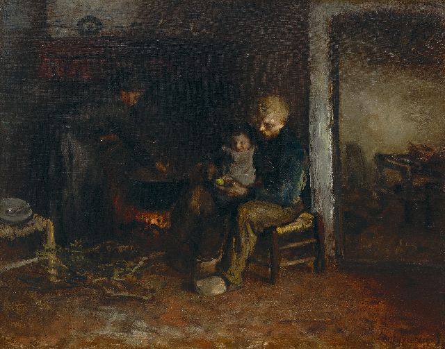 Albert Neuhuys | Bauernfamilie, Öl auf Leinwand, 51,0 x 60,3 cm, Unterzeichnet u.r.