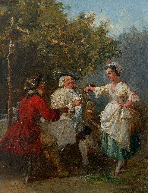Jan Jacob Zuidema Broos | Ländliche Freuden, Öl auf Tafel, 19,0 x 14,8 cm, Unterzeichnet u.l.