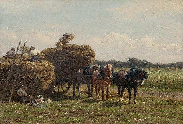 Willem Carel Nakken | Heuzeit, Öl auf Leinwand, 52,1 x 76,6 cm, Unterzeichnet u.l.