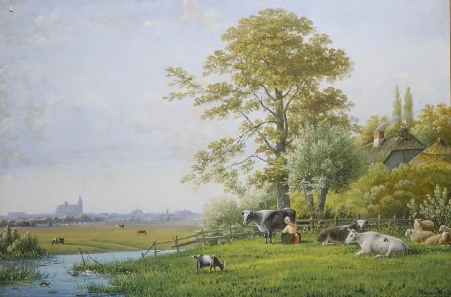 Henri Knip | Bauernhof mit Den Bosch in der Ferne, Gouache auf Papier, 49,3 x 72,5 cm, Unterzeichnet u.r.