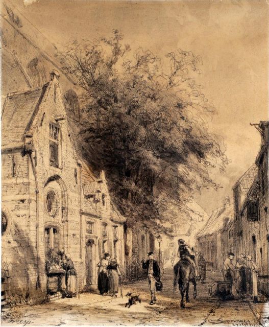 Cornelis Springer | Die Kapelle der Kirche in Weesp, graphite and ink on paper, 47,8 x 40,2 cm, Unterzeichnet l.u. und dat iert 27 Sept. '77