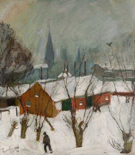 Piet van Wijngaerdt | Winter in Abcoude, Februar 1942 (Hommage an Pieter Breughel), Öl auf Leinwand, 78,3 x 68,8 cm, Unterzeichnet u.l. und datiert '42