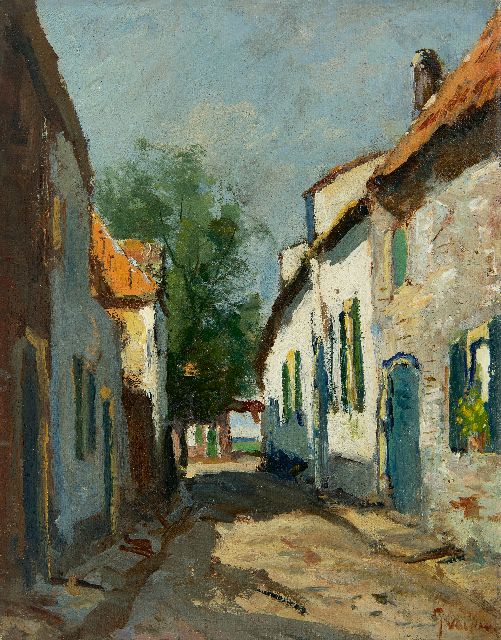 Jan van Vuuren | Dorfstrasse, Öl auf Leinwand, 25,5 x 20,1 cm, Unterzeichnet u.r.
