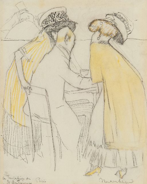 Piet van der Hem | Im café ((La Tentation de St. Antoine), crayon and watercolour on paper, 23,1 x 18,0 cm, Unterzeichnet u.r.