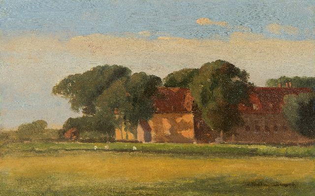 Jan Hendrik Weissenbruch | Landschaft, Öl auf Malereifaser, 17,9 x 28,3 cm, Unterzeichnet u.r.