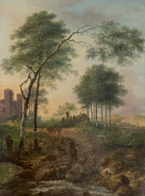 Gerard van Nijmegen | Hirte und Schäfer bei einem Bach, Öl auf Holz, 46,2 x 34,5 cm, Unterzeichnet u.l. und datiert 1785