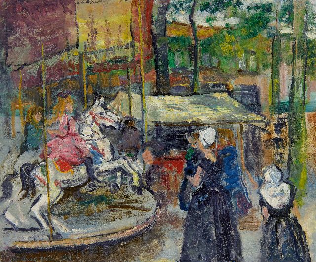 Sarika Góth | Karussell in Domburg, Öl auf Papier auf Holzfaser, 30,5 x 36,7 cm, Unterzeichnet u.r. und datiert 'Juli 1921'