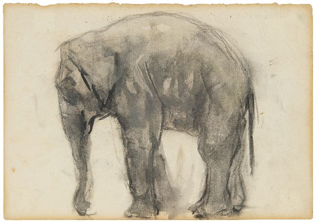 Floris Arntzenius | Elefant, Schwarze Kreide und Gouache auf Papier, 12,7 x 18,4 cm