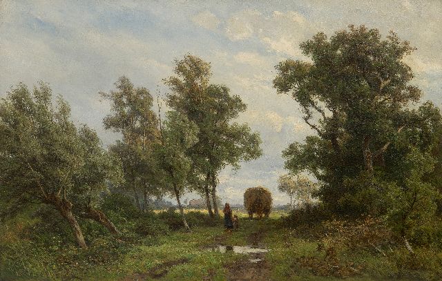 Jan Willem van Borselen | Auf dem Heimweg nach dem Heumachen, Öl auf Leinwand, 45,0 x 70,3 cm, Unterzeichnet r.u.