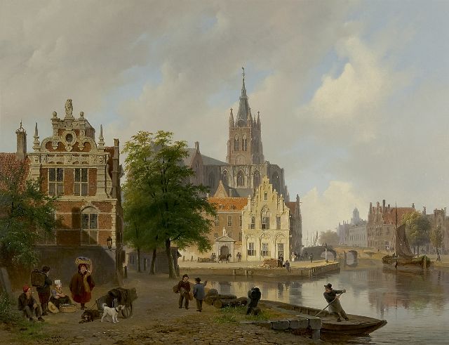 Bart van Hove | Ansicht auf die Oude Kerk von Delft, Öl auf Tafel, 42,4 x 54,9 cm, Unterzeichnet l.u. und datiert 1841