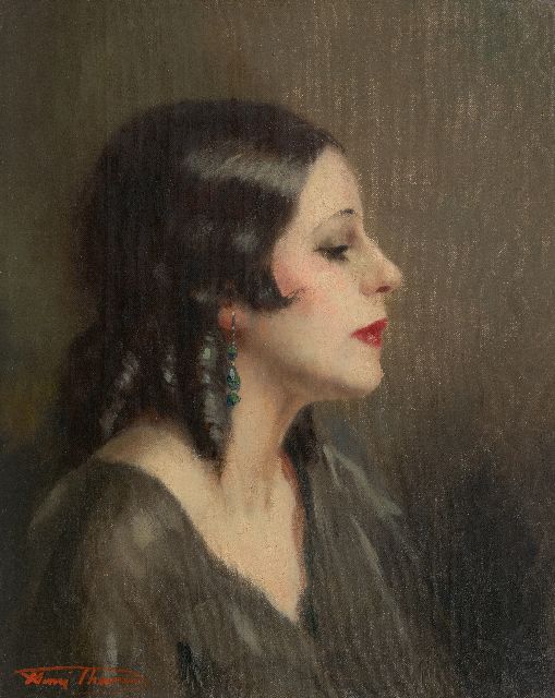 Henri Thomas | Porträt einer Frau, im Profil, Öl auf Leinwand, 50,3 x 40,4 cm, Unterzeichnet u.l.