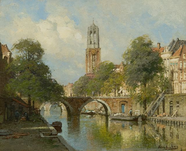 Karel Klinkenberg | Blick auf die Oude Gracht in Utrecht, Öl auf Tafel, 22,1 x 27,0 cm, Unterzeichnet u.r.