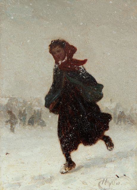 Henri van Seben | Nach Hause durch den Schnee, Öl auf Holz, 21,9 x 15,9 cm, Unterzeichnet u.r.