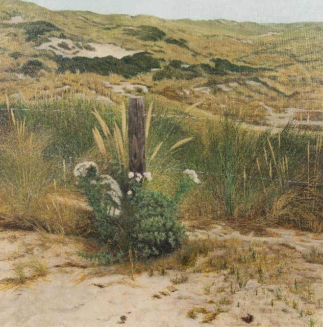 Pit van Loo | Blumenstilleben in den Dünen  (Terschelling), Öl auf Leinwand, 80,1 x 80,4 cm, Unterzeichnet u.r. auf Stück im Gras und datiert '75