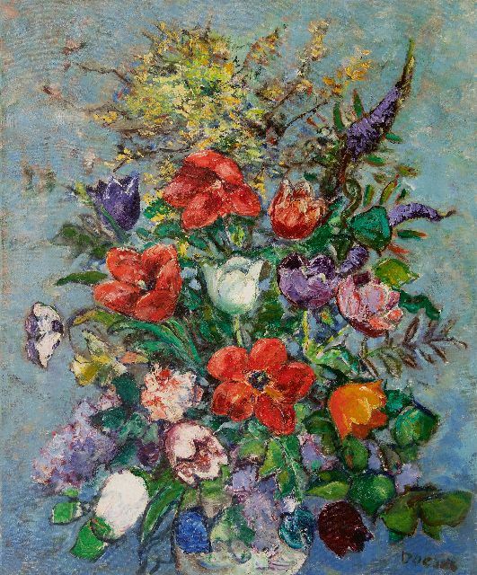 Doeser J.J.  | Sommerblumen, Öl auf Leinwand 94,8 x 78,0 cm, Unterzeichnet u.r.