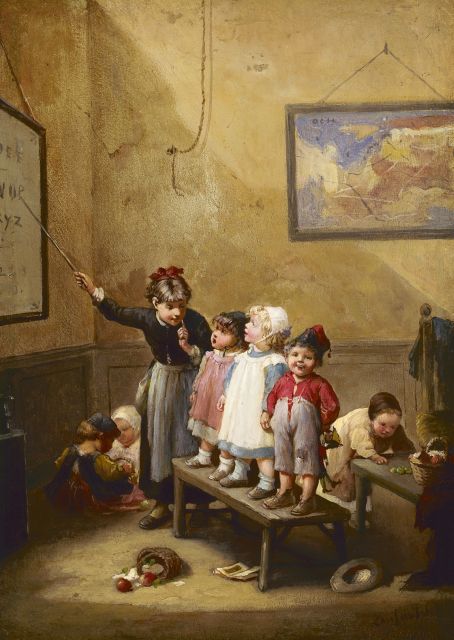 François-Louis Lanfant de Metz | The lesson, Öl auf Holz, 22,2 x 15,6 cm, signed l.r.