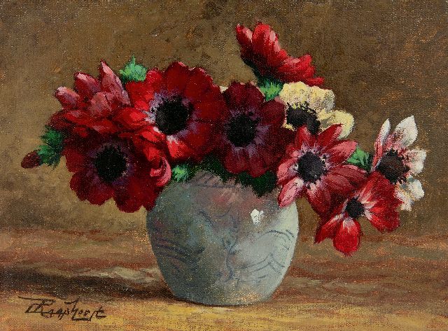 Cornelis Raaphorst | Anemonen in einen Keramiktopf, Öl auf Leinwand auf Holz, 18,5 x 24,6 cm, Unterzeichnet u.l.