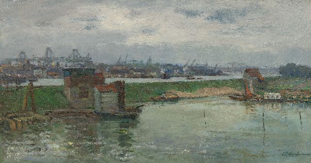 David Schulman | Blick auf den Amsterdam-Rheinkanaal, Öl auf Leinwand, 40,5 x 75,0 cm, Unterzeichnet u.r. und zu datieren 1960