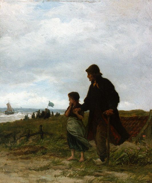 Philip Sadée | Awaiting the fleet, Öl auf Holz, 24,8 x 20,0 cm, signed l.r.