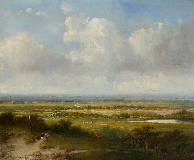 Petrus Marius Brouwer | Sommerlandschaft, Öl auf Holz, 13,7 x 16,5 cm, Unterzeichnet u.l.