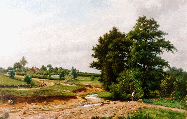 Crehay G.  | Romantic landscape, Öl auf Leinwand 29,3 x 44,2 cm, signed l.l.