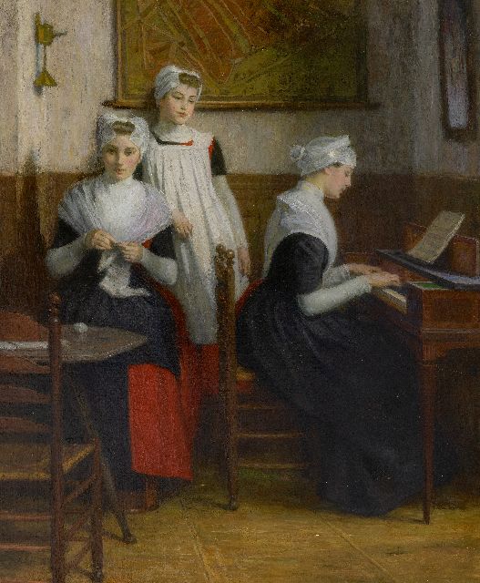 Nicolaas van der Waay | Drei Amsterdamer Waisenmädchen, Öl auf Leinwand, 71,5 x 60,3 cm, Unterzeichnet m.r.