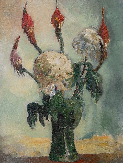 Germ de Jong | Chrysanthemen, Öl auf Leinwand, 80,4 x 60,4 cm, Unterzeichnet u.r. und datiert 1917