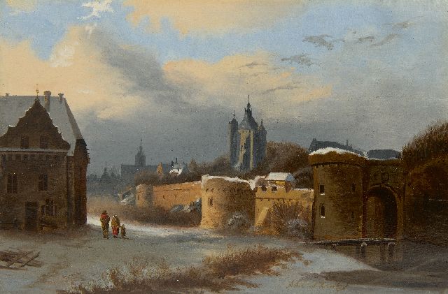 Arnoldus Antonius Christianus van 't Zant | Blick auf einer Festungsstadt, Öl auf Tafel, 16,7 x 24,8 cm, Unterzeichnet u.r.