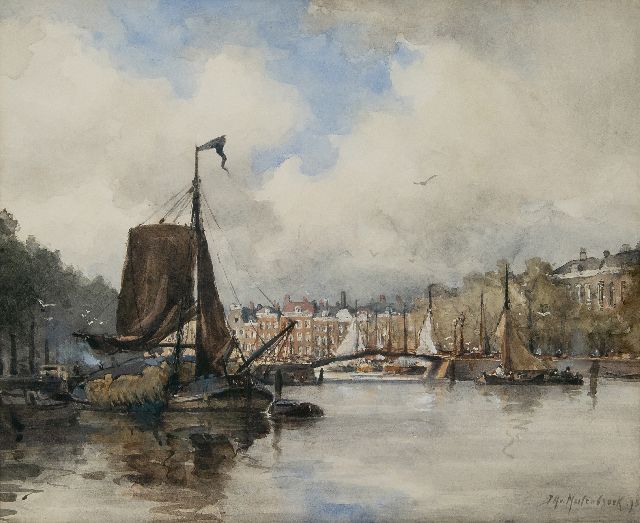 Johan Hendrik van Mastenbroek | Hafen in Rotterdam, Aquarell auf Papier, 34,4 x 41,3 cm, Unterzeichnet u.r. und datiert '93