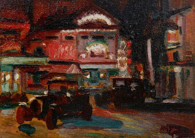 Arjen Galema | Place Pigalle in Paris bei Nacht, Öl auf Tafel, 15,8 x 22,0 cm, Unterzeichnet u.r. und zu datieren um 1918-1925