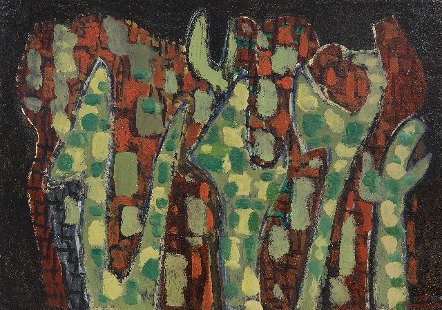 Jeanneret B.  | Composition 1958, Öl auf Papier auf Holzfaser 38,0 x 53,0 cm, Unterzeichnet u.r. und datiert '58