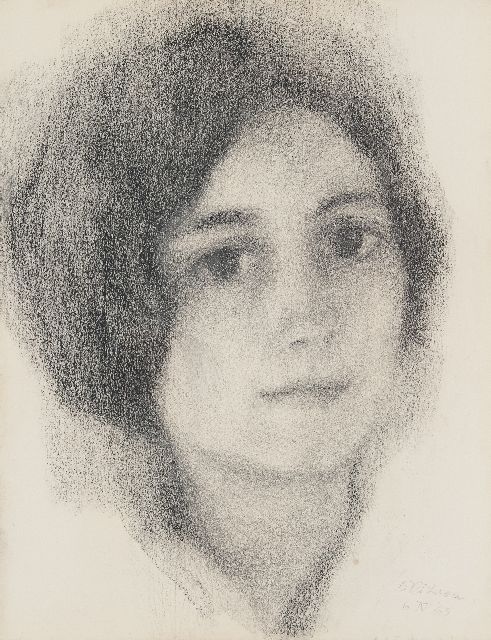 Paul Citroen | Porträt einer jungen Frau, Schwarze Kreide auf Papier, 64,9 x 45,9 cm, Unterzeichnet u.r. und datiert 6 IV '63